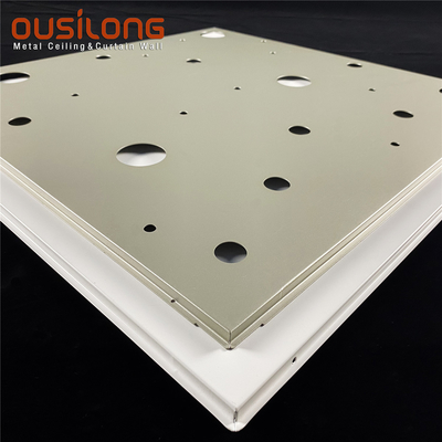 Il metallo perforato su ordinazione 600×600 di alluminio ha sospeso la disposizione in mattonelle acustiche del soffitto con il ferro a T